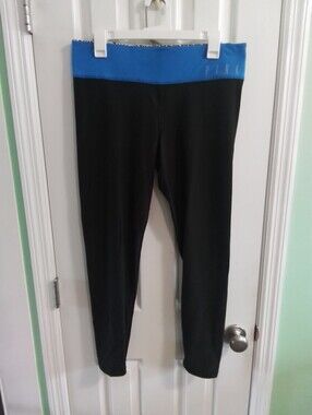 PINK Victorias Secret Black Leggings with Blue Waistband Reversivle